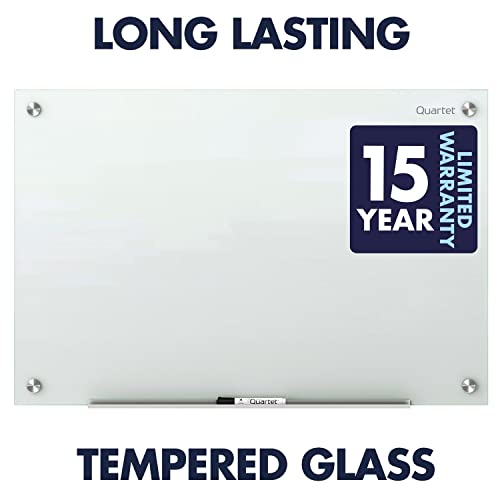 Quartet Magnetic Glass Dry Erase White Board, 24''W x 18''H Whiteboard, Infinity Frameless Mounting, White Surface (G2418W) - size: 24''W x 18''H