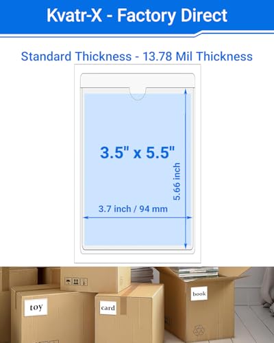 20 PCS Clear Self Adhesive Plastic Label Pockets, Top Loading Business & Library Index Card Holders, Peel and Stick Sleeves for Storage Bins, Totes, Binders and Drawers (3.5 x 5.5 Inch) - size: 3.5" x 5.5", style: Vertical