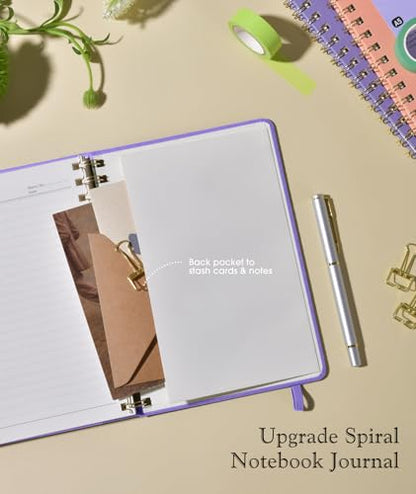 Lined Spiral Journal Notebook, A5 Hardcover Spiral Journals for Women Men, 150 Numbered Pages Spiral Bound Notebook, 100 GSM College Ruled Notebooks for Writing Note Taking 5.75" x 8.38", Purple - color: Purple