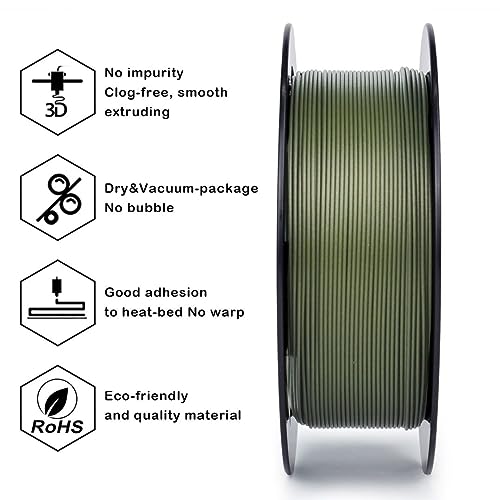 ZIRO Carbon Fiber PLA Filament 1.75mm, Reinforced 0.8KG CF, Military Green - color: Cf-military Green