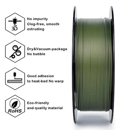 ZIRO Carbon Fiber PLA Filament 1.75mm, Reinforced 0.8KG CF, Military Green - color: Cf-military Green