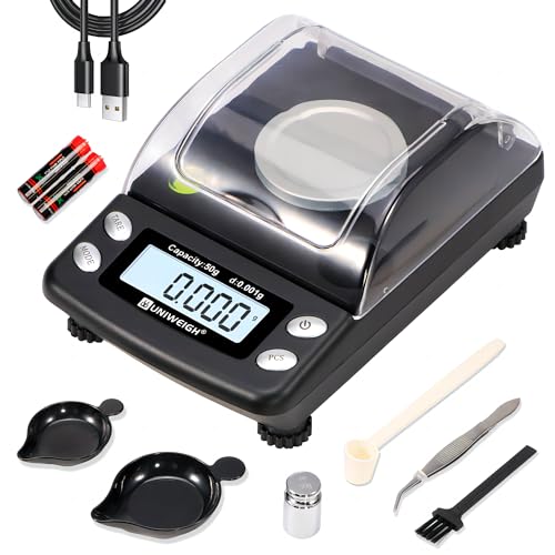 UNIWEIGH Digital Milligram Scale Accurate 0.001g/50g mg Scale for Powder - color: Black
