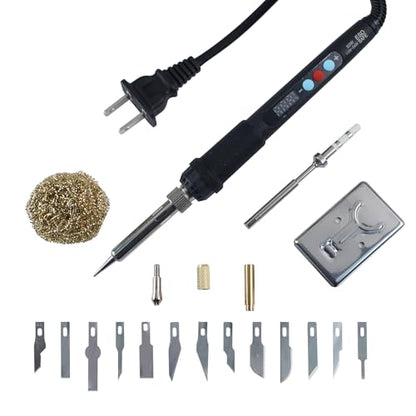 FYSETC Printing Pen Smoothing Finishing Tool: 19-1 Cleaning Kit Handheld Soldering Iron 110V 60W LCD Digital with 2Pcs Adapter TS100 TS101 - Carving Knife for Repairing 3D Prints