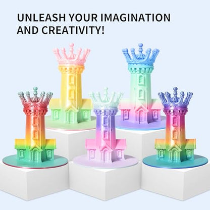 RAMBERY 3D Printer Filament 1KG Silk Rainbow PLA Filament Fast Color Change Toughness Upgraded 3D Printing Filament, 1.75mm 1kg(2.2lb), Pink Yellow Green - color: Silk Rainbow Quava, size: 1KG