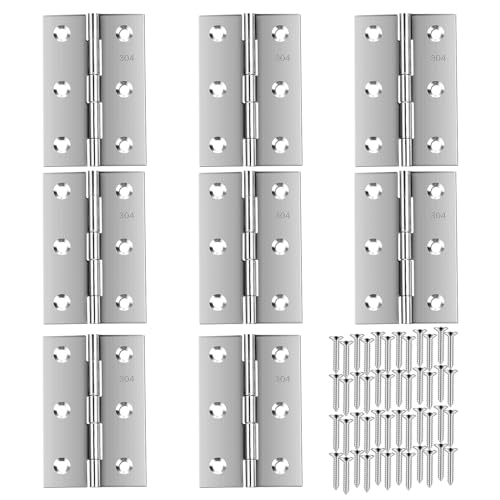 Stainless Steel 3 Inch Hinges for Door Window Wooden Box, 8 Pack - color: Silver, size: 8 PCS 3 x 2 Inch