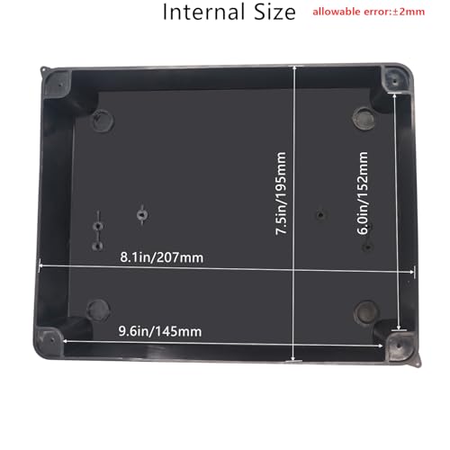 Outdoor Waterproof Box,Junction Box Reserved Holes IP65 ABS Plastic Electrical Boxes Power Cord Enclosure Project Box Black Outer Size 10 x 7.9 x 3.1 inch(255x200x80mm) - size: 10" x 7.9" x 3.1"