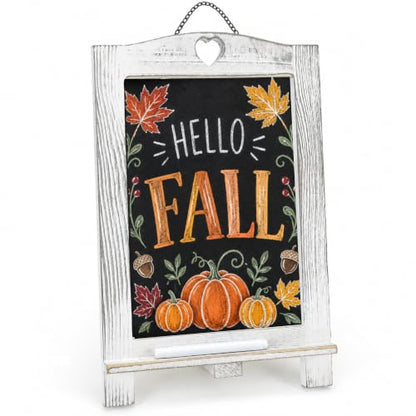 LotFancy 15"x10" Magnetic Chalk Board Sign with Stand - Rustic Whitewash - color: Whitewash, size: 10"W x 15"H
