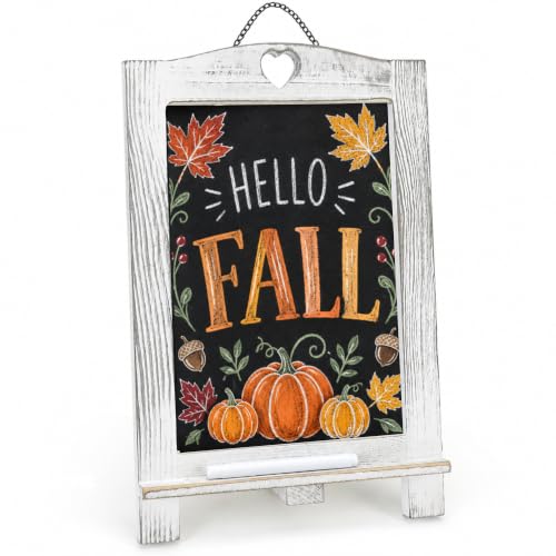 LotFancy 15"x10" Magnetic Chalk Board Sign with Stand - Rustic Whitewash - color: Whitewash, size: 10"W x 15"H
