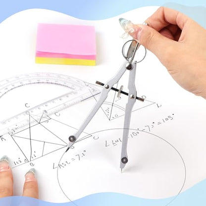 Unjoo Compass and Protractor Set, Math Compass for Geometry (Red) - color: Red