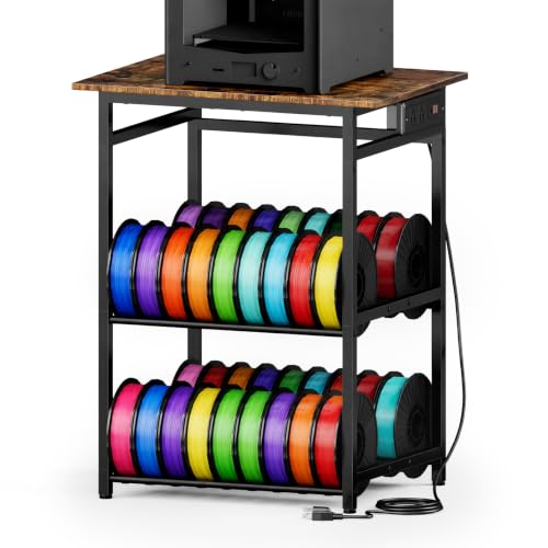 3D Printer Stand with Filament Storage - Heavy Duty Metal 3D Printer Table with Power Hub Spools Holder Racks with Adjustable Feet for Studio Garage Office Workshop - color: 3D Printer Stand with Filament Storage