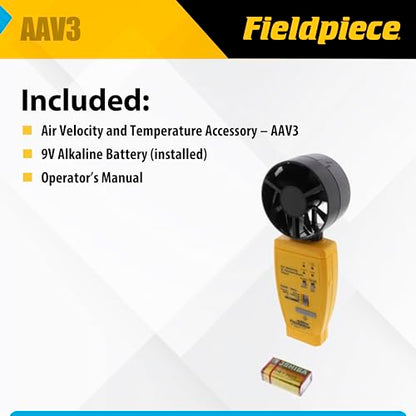 Fieldpiece AAV3 Air Velocity and Temperature Accessory Head for HVAC Testing - Airflow Measurement, CFM Estimation, Anemometer Head with Real-Time & Average Readings