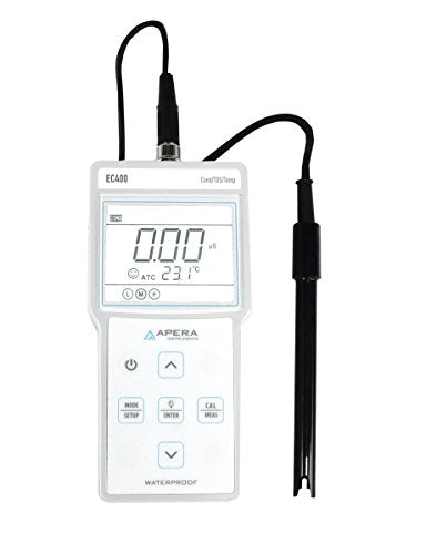 Apera Instruments AI412 EC400 Portable EC (Conductivity)/TDS Meter Kit, 0 to 200.0 MS/cm Measuring Range - style: EC/TDS