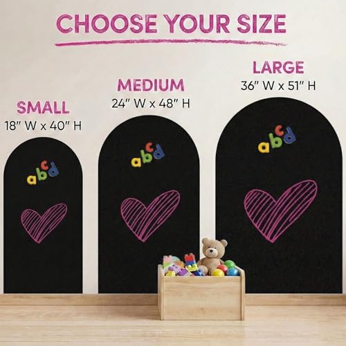Large Arch Magnetic Wall Decal - 51" x 36" Matte Finish Chalkboard Sticker for Wall - Magnetic Board for Home(Black) - color: Black, size: 51"W x 36"H