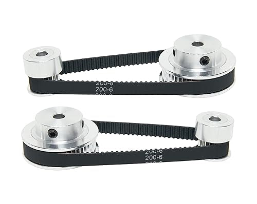2PCS Set 2GT Aluminum Timing Pulley 20&48 Teeth 6.35mm Bore Synchronous Wheel with 2PCS Length 200mm Width 6mm Belt (20-48T-6.35B-6) - size: 6.35MM Bore, style: 20-48T-6.35B-6MM