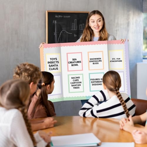 90 Pcs Science Fair Board Supplies Trifold Poster Boards, Macaron - color: Macaron