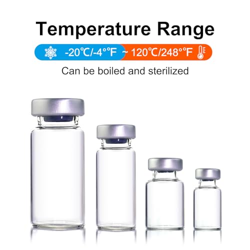 10 Pack 20ml Sealed Sample Glass Vials with Self Healing Injection Port - size: 20ML