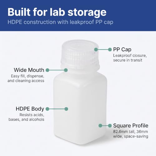 United Scientific™ HDPE Reagent Bottle, Wide Mouth, 60ml/2oz, Pack of 12 - size: 60 mL (2oz)