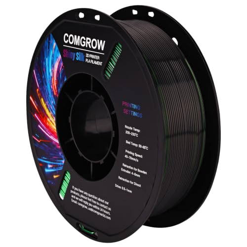 Comgrow Tri-Colors Silk PLA 3D Printer Filament, Rainbow PLA Filament 1.75mm, Dimensional Accuracy +/- 0.02 mm, 1KG Spool, Coextrusion 3D Filament with Shiny Silk Golden-Green-Black - color: Golden & Green & Black