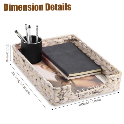 Set of 2 Water Hyacinth Letter Tray for A4 File Desk Mail Letter-Size Paper, Basket Woven Organizer, Magazine Files Storage, Office Document Organizer and Storage,Whitewash - color: Whitewash 2pack