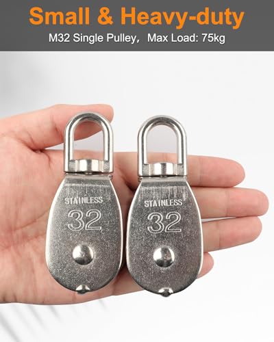 10 Pcs M32 Single Pulley Block, 304 Stainless Steel Swivel Pulley - style: 10*M32 Pulley