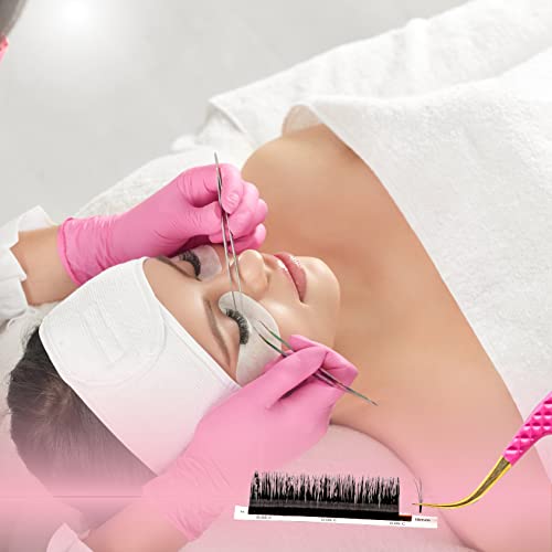 Fiber Tip Lash Tweezers Set of 4, Pink, Diamond Grip, Japanese Steel - color: Pink