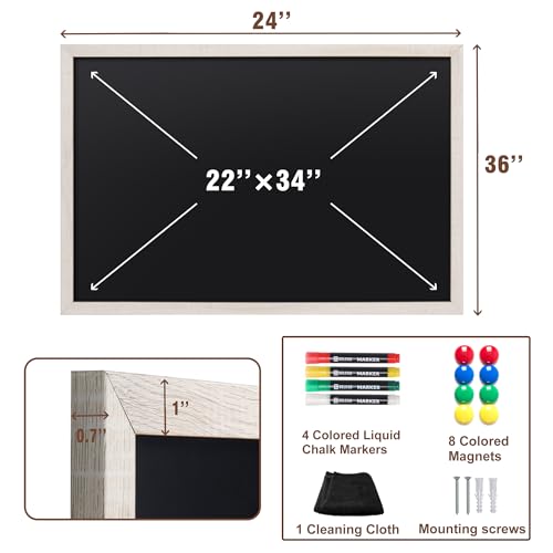 SELEAD Magnetic Chalkboard Words Sign - 24" x 36", White Wood Frame - color: Rustic White, size: 36"W x 24"H