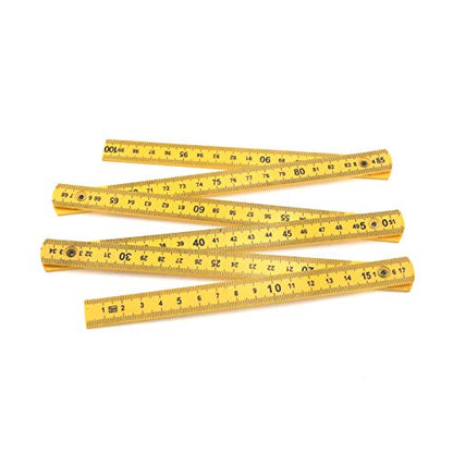 Quluxe Folding Ruler Measuring Stick Foldable 1M Metric Ruler-Metric Only - size: 1m (Metric only, yellow)