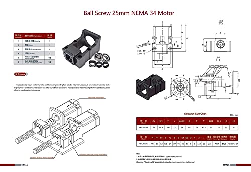 Nema 34 Stepper Motor Steel Mounting Bracket and BK20 Ball Screw Fixed End Supports Bearing Mount for 86mm Nema 34 Motor and 25mm CNC Ball Screw Ballscrew Kit SFU2505 SFU2510 2525 2550 2504 - size: BK20-86mm