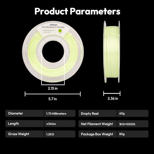 AMOLEN Silk Glow in the Dark Filament Multicolor, Glow Filament Silk Green, Blue, Purple, Orange Red 1.75mm PLA Filament, Dimensional Accuracy +/- 0.02 mm, 200g X 4 Pack - color: Blue/Green/Orange Red/Purple