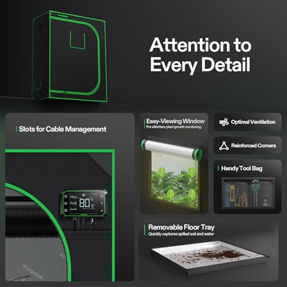 VIVOSUN S425 2x4 Grow Tent 48"x24"x60" High Reflective Mylar Tent - size: 48"x24"x60"