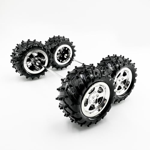 4PCS Toy Car Wheel Plastic Model Toy Tire Wheel with Metal Shaft Round Rod Axles for RC Car Truck Robot DIY Model Toy Parts (3x55mm)
