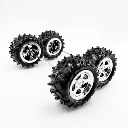 4PCS Toy Car Wheel Plastic Model Toy Tire Wheel with Metal Shaft Round Rod Axles for RC Car Truck Robot DIY Model Toy Parts (3x55mm)
