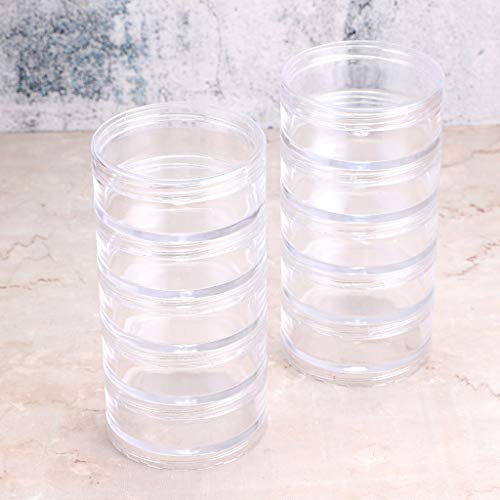 Hipiwe 2 Packs 5-Slot Clear Plastic Storage Jars Jewelry Beads Organizer - size: 2Packs 2.68"D x 5.31"H