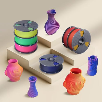 SUNLU Dual Color Matte PLA Filament 1.75mm, Purple and Green - color: Dual Purple Green, size: 1KG