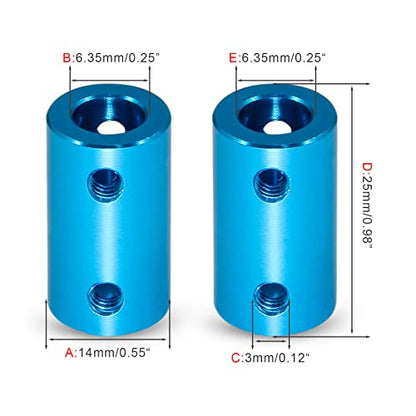 2 PCS Bore Rigid Coupling Set, 6.35mm, Light Blue - size: 6 mm, style: 6 mm
