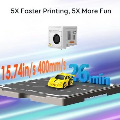 AOSEED AI 3D Printer for Kids, Fast 400mm/s, 1500+ Models, Enclosed Safe - color: White (X-MAKER AI+) + 1 PLA