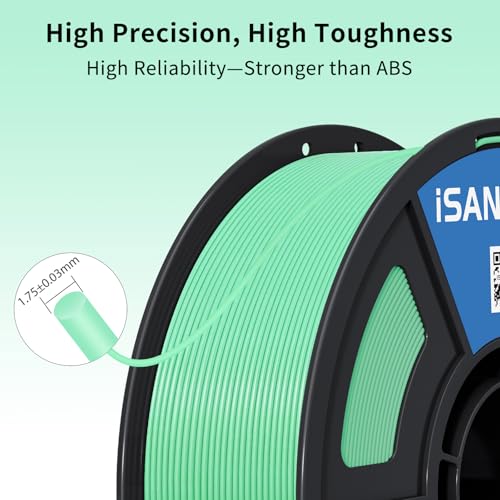 iSANMATE 3D Printer Filament ASA Mint Green, UV & Weather Resistant ASA Filament Perfect for Outdoor Functional Parts, for Bambu Lab 3D Printers,AMS,AMSLite, 1kg Spool (2.2lbs) - color: Mint Green