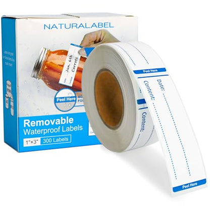 NATURALABEL 300 Removable Freezer Labels with Dispenser, 1" x 3" (Blue) - color: Preprinted-blue