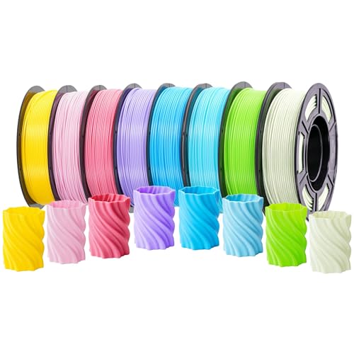 250g PLA+ Filament 1.75mm Bundle, 3D Printer PLA Plus Filament - color: Plus Yellow+purple+sky Blue+pink+apple Green+rose Pink+ice Blue+lime Cream