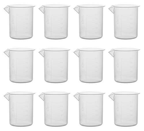 EISCO Plastic Beaker, Graduations, Premium Polypropylene Labs, 5 mL and 100 mL, 12 Piece