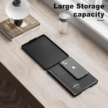Hongri A5 Clipboard with Storage, Metal Retractable Pen Holder, Black - color: Black