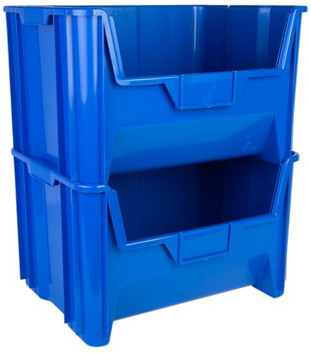 HE HUDSON EXCHANGE 20" x 15" x 12.5" Plastic Giant Stackable Hopper Bin, Blue - color: Blue, size: 1 Pack