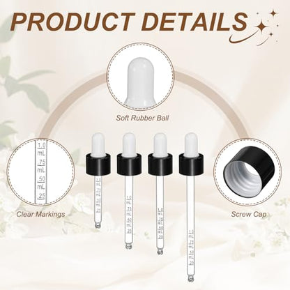 PATIKIL Glass Eye Dropper w/Measurement mark for 1,2oz Glass Bottles 10Pcs - color: White/Black Top, size: 1/2oz