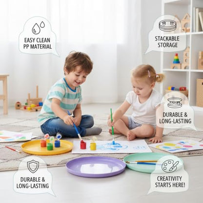 Art Trays 6 Pack, Plastic Craft Trays Stackable, Shallow Plastic Tray Set for Sensory Play, Playdough Tray, Sand Tray, Activity Trays for Classroom, Painting, Organizing Supply
