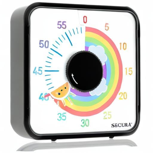 Secura 60-Minute Visual Timer, 7.5 Inch Magnetic Rainbow Countdown Timer for Classroom or Kitchen, Durable Mechanical Timer Clock with Magnetic Backing (Black & Sun) - color: Rainbow & Sun Black