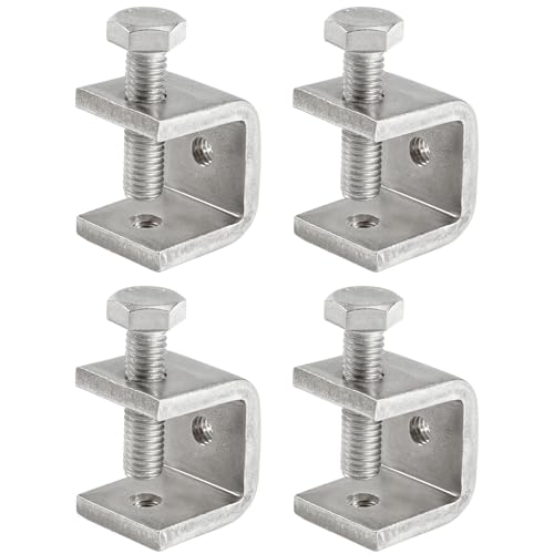 Mini C Clamps Stainless Steel 0.83 Inch for Working, Heavy Duty Small U Clamps for Metal Mounting, Universal Desk Clamp with Stable Wide Jaw Opening/I-Beam Design (4pcs) - color: 13/16 In-4pcs-21mm