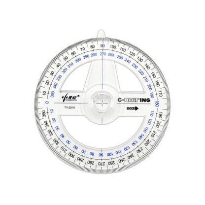 360° Protractor Set (20-Pack) – Clear Plastic Math Protractors for Geometry, Drafting & Angle Measurement – 4-Inch Swing Arm Protractor Ruler for Students, Engineers & Artists