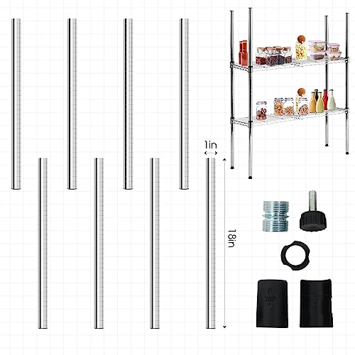 Thyle 4 Pack 36-Inch Wire Shelving Posts with 50 Clip, Chrome Steel, Sliver - color: Sliver, size: 36"