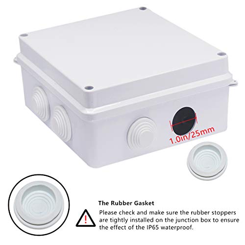 Zulkit Junction Box ABS Plastic Dustproof Waterproof IP65 Universal Electrical Boxes Project Enclosure White 5.9 x 5.9 x 2.8 inch (150 x 150 x 70mm) - size: 5.9" x 5.9" x 2.8"