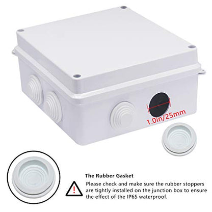 Zulkit Junction Box ABS Plastic Dustproof Waterproof IP65 Universal Electrical Boxes Project Enclosure White 5.9 x 5.9 x 2.8 inch (150 x 150 x 70mm) - size: 5.9" x 5.9" x 2.8"